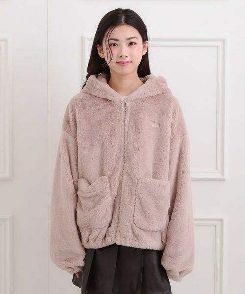 PINK-latte / ピンク ラテ レザーブルゾン・ジャケット | 耳付きフェイクファーブルゾン | 詳細1