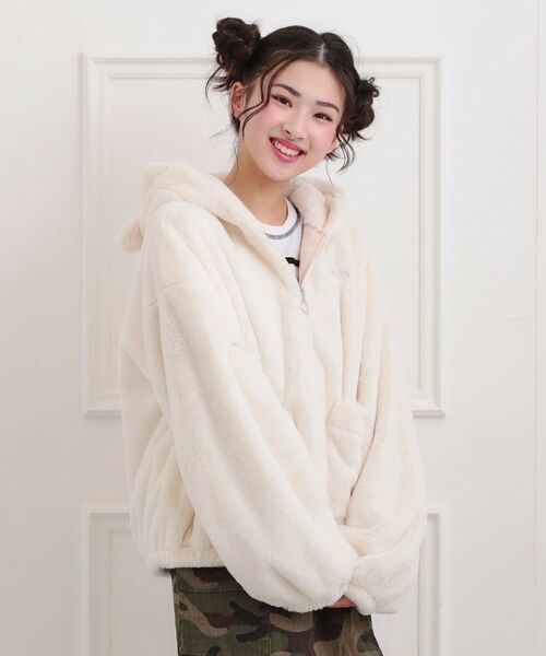 PINK-latte / ピンク ラテ レザーブルゾン・ジャケット | 耳付きフェイクファーブルゾン | 詳細10