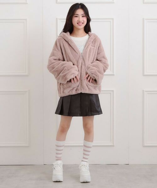 PINK-latte / ピンク ラテ レザーブルゾン・ジャケット | 耳付きフェイクファーブルゾン | 詳細18
