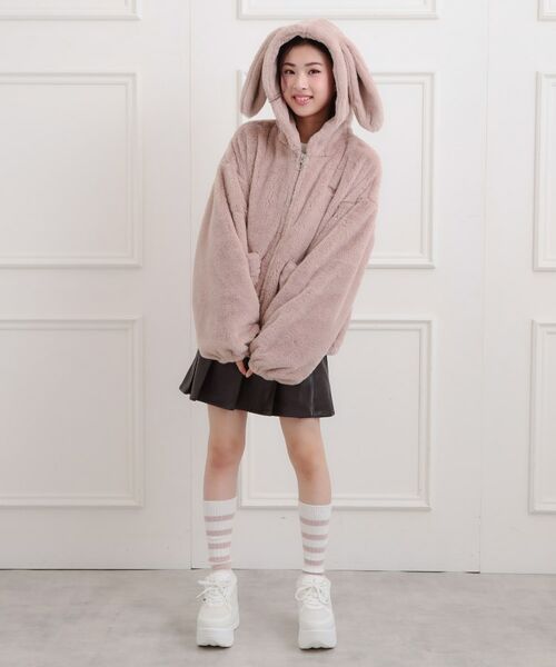 PINK-latte / ピンク ラテ レザーブルゾン・ジャケット | 耳付きフェイクファーブルゾン | 詳細19