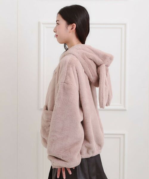 PINK-latte / ピンク ラテ レザーブルゾン・ジャケット | 耳付きフェイクファーブルゾン | 詳細2