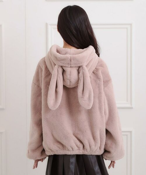 PINK-latte / ピンク ラテ レザーブルゾン・ジャケット | 耳付きフェイクファーブルゾン | 詳細3