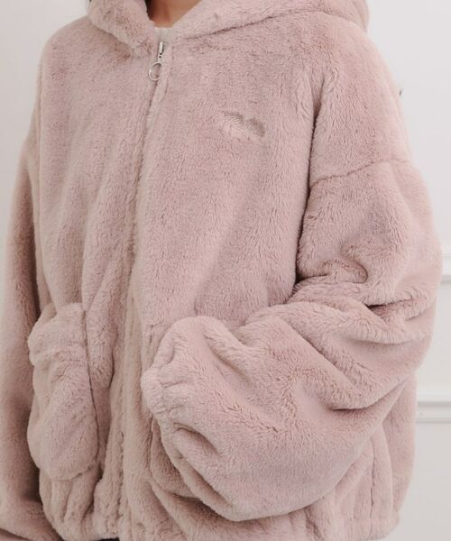 PINK-latte / ピンク ラテ レザーブルゾン・ジャケット | 耳付きフェイクファーブルゾン | 詳細6