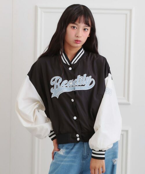 PINK-latte / ピンク ラテ その他アウター | ロゴアップリケスタジャン(ブラック(019))