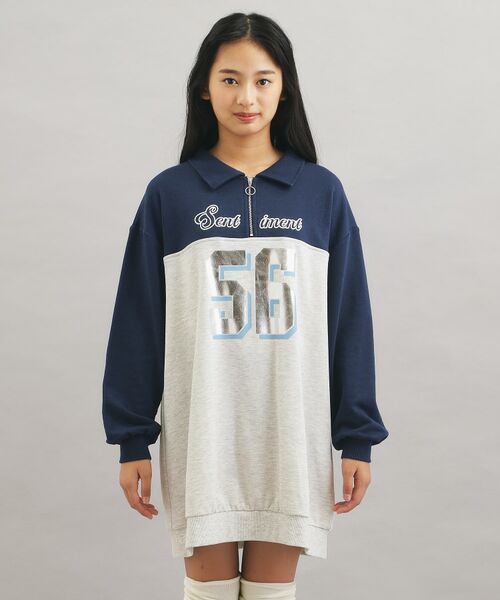 PINK-latte / ピンク ラテ ワンピース | ナンバー切替ハーフジップワンピース | 詳細1