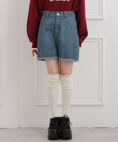 PINK-latte / ピンク ラテ ショート・ハーフ・半端丈パンツ | スタッズショートパンツ | 詳細1