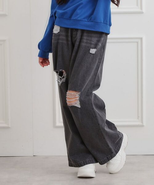 PINK-latte / ピンク ラテ デニムパンツ | ダメージワイドデニムパンツ | 詳細10