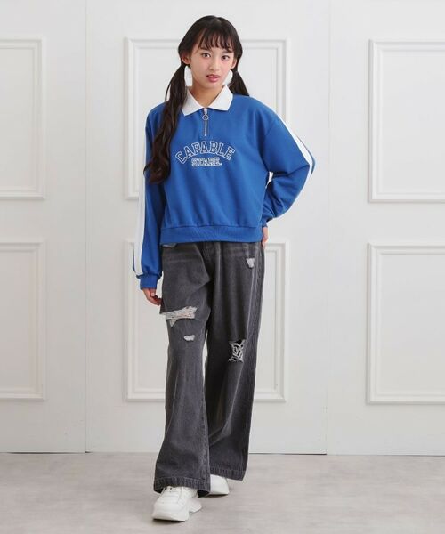 PINK-latte / ピンク ラテ デニムパンツ | ダメージワイドデニムパンツ | 詳細11