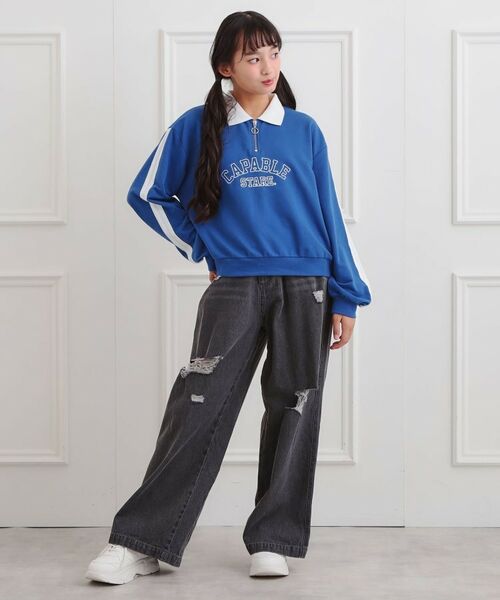 PINK-latte / ピンク ラテ デニムパンツ | ダメージワイドデニムパンツ | 詳細12