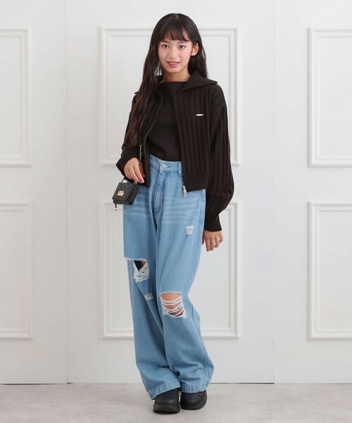 PINK-latte / ピンク ラテ デニムパンツ | ダメージワイドデニムパンツ | 詳細16