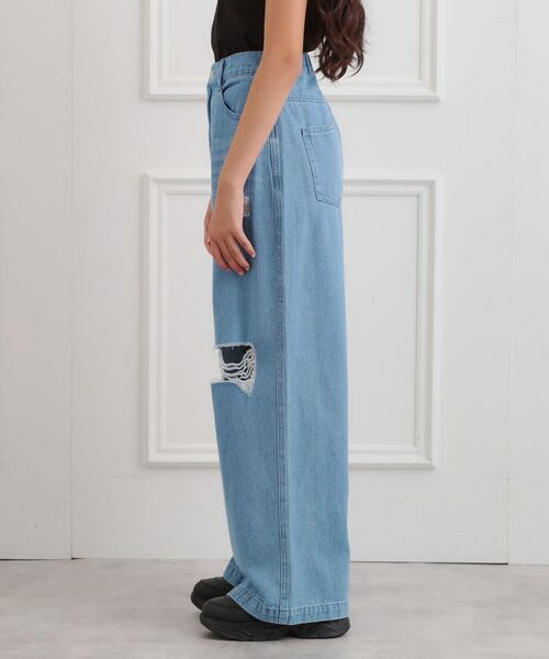 PINK-latte / ピンク ラテ デニムパンツ | ダメージワイドデニムパンツ | 詳細2