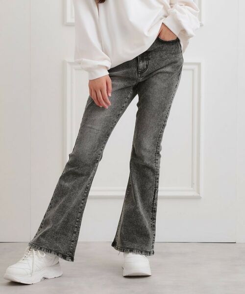 PINK-latte/ピンク ラテ フレアデニムパンツ ブラック(419) 15(150cm) PINK-latte/ピンク ラテ フレアデニムパンツ ブラック(419) 15(150cm)