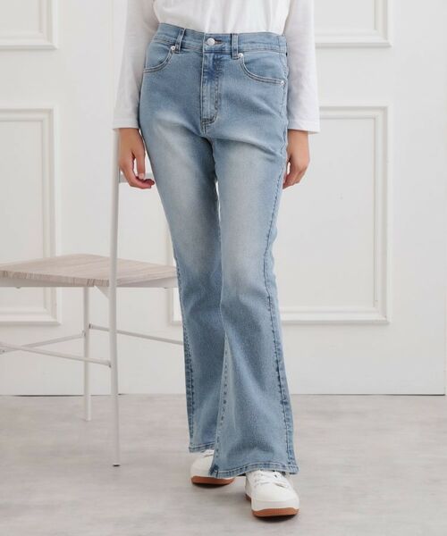 PINK-latte/ピンク ラテ フレアデニムパンツ ブルー(493) 14(140cm) PINK-latte/ピンク ラテ フレアデニムパンツ ブルー(493) 14(140cm)