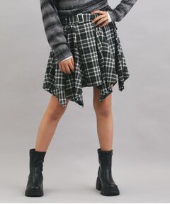 PINK-latte / ピンク ラテ ミニ・ひざ丈スカート | チェック変形ヘムスカート