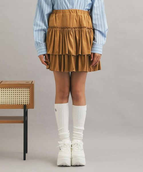 PINK-latte / ピンク ラテ ミニ・ひざ丈スカート | フェイクスエードティアードスカート | 詳細1