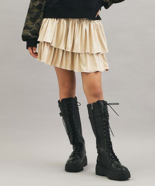 PINK-latte / ピンク ラテ ミニ・ひざ丈スカート | フェイクスエードティアードスカート | 詳細11