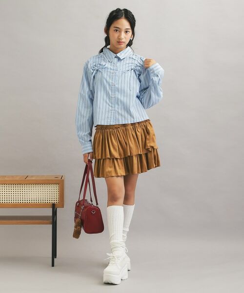 PINK-latte / ピンク ラテ ミニ・ひざ丈スカート | フェイクスエードティアードスカート | 詳細16