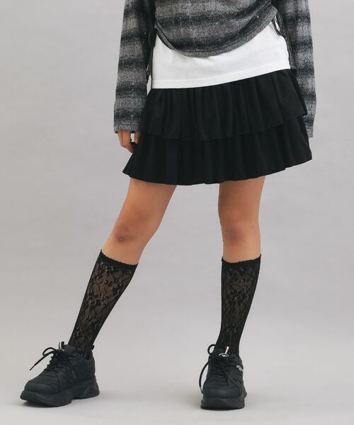 PINK-latte / ピンク ラテ ミニ・ひざ丈スカート | フェイクスエードティアードスカート | 詳細7