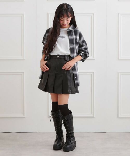 PINK-latte / ピンク ラテ ミニ・ひざ丈スカート | 合成皮革裾プリーツスカート | 詳細10