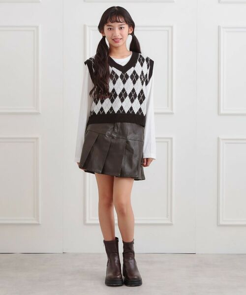 PINK-latte / ピンク ラテ ミニ・ひざ丈スカート | 合成皮革裾プリーツスカート | 詳細13