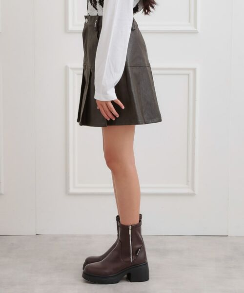 PINK-latte / ピンク ラテ ミニ・ひざ丈スカート | 合成皮革裾プリーツスカート | 詳細2