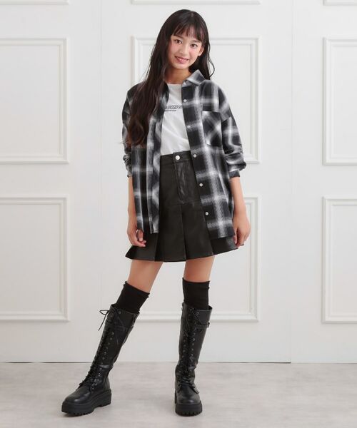 PINK-latte / ピンク ラテ ミニ・ひざ丈スカート | 合成皮革裾プリーツスカート | 詳細9