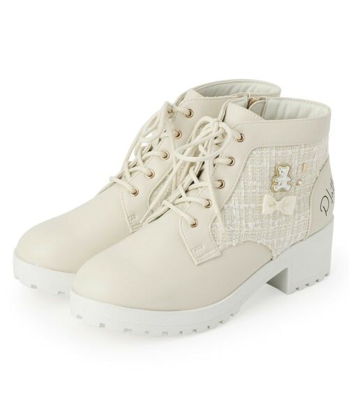 PINK-latte/ピンク ラテ ガーリーショートブーツ アイボリー(004) 02(23.0~23.5cm) PINK-latte/ピンク ラテ ガーリーショートブーツ アイボリー(004) 02(23.0~23.5cm)