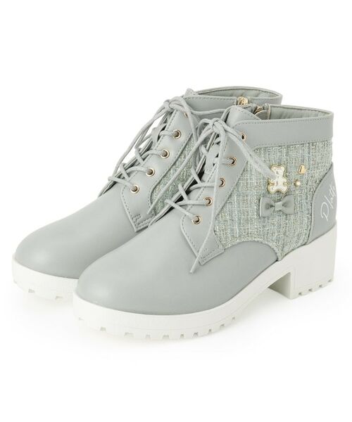 PINK-latte/ピンク ラテ ガーリーショートブーツ ブルー(091) 03(24.0~24.5cm) PINK-latte/ピンク ラテ ガーリーショートブーツ ブルー(091) 03(24.0~24.5cm)