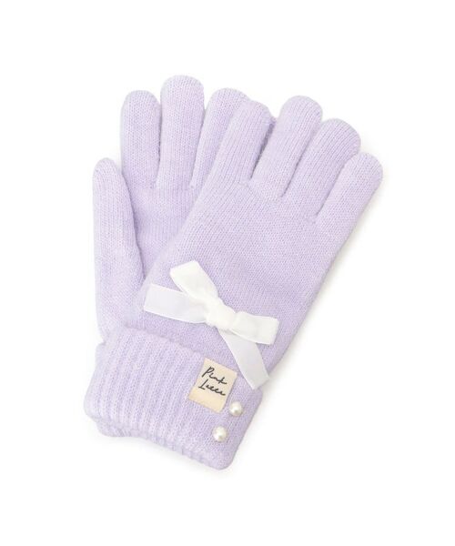 PINK-latte/ピンク ラテ ベロアリボン裏モール手袋 パープル(081) 00