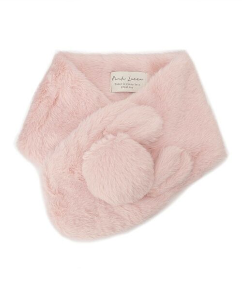 PINK-latte / ピンク ラテ マフラー・ショール・スヌード・ストール | ポンポン耳付きティペット | 詳細1