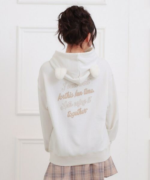 PINK-latte/ピンク ラテ くま耳チュニックパーカー アイボリー(004) 14(140cm) PINK-latte/ピンク ラテ くま耳チュニックパーカー アイボリー(004) 14(140cm)