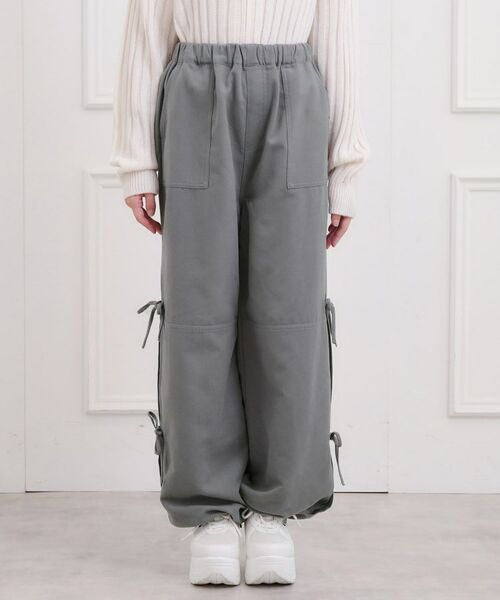 PINK-latte / ピンク ラテ パンツ | ピーチ起毛リボン付カーゴパンツ | 詳細1