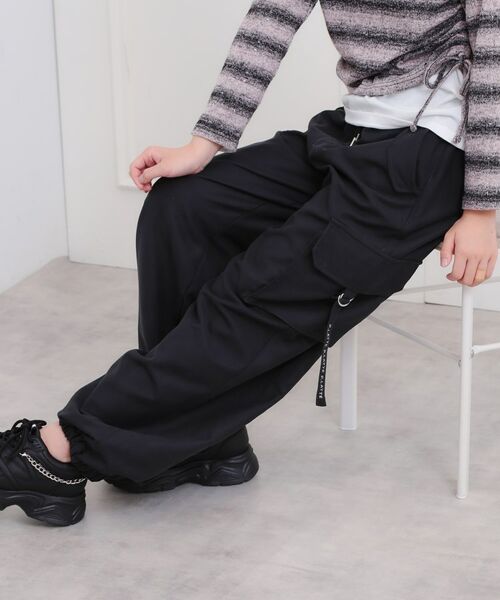 PINK-latte/ピンク ラテ ピーチ起毛ベーシックカーゴパンツ ブラック(019) 15(150cm)