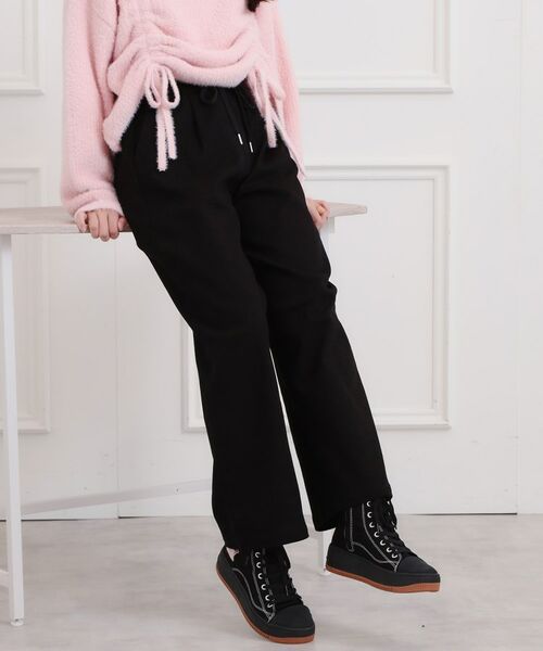 PINK-latte/ピンク ラテ 裏起毛イージーロングパンツ ブラック(019) 16(160cm) PINK-latte/ピンク ラテ 裏起毛イージーロングパンツ ブラック(019) 16(160cm)