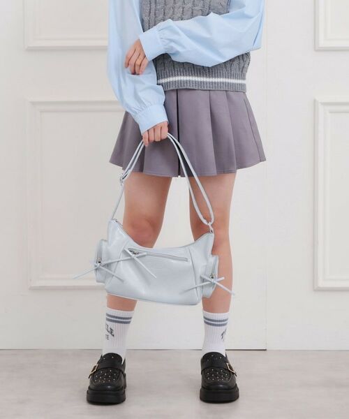 PINK-latte / ピンク ラテ ショルダーバッグ | 細リボン2wayショルダー(ブルー(091))
