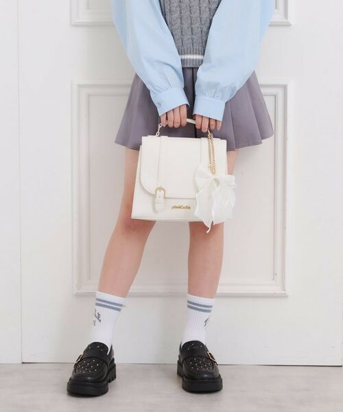 PINK-latte / ピンク ラテ ショルダーバッグ | リボンチャーム付きガーリーサッチェル | 詳細1