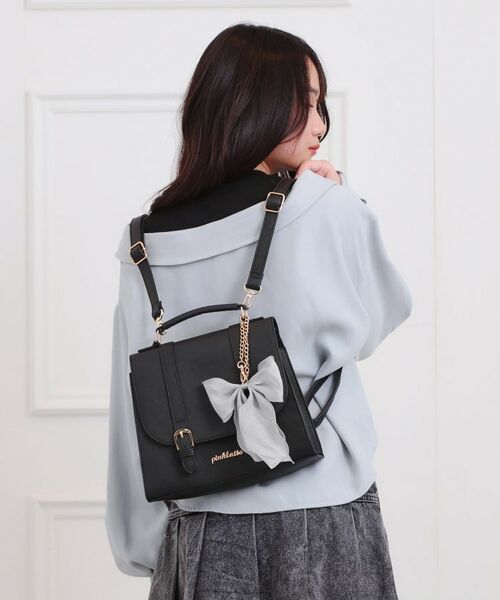 PINK-latte / ピンク ラテ ショルダーバッグ | リボンチャーム付きガーリーサッチェル | 詳細3