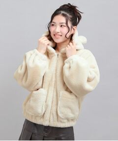 PINK-latte / ピンク ラテ レザーブルゾン・ジャケット | 耳付きフェイクファーブルゾン