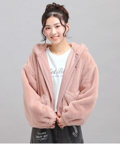 PINK-latte / ピンク ラテ レザーブルゾン・ジャケット | 耳付きフェイクファーブルゾン