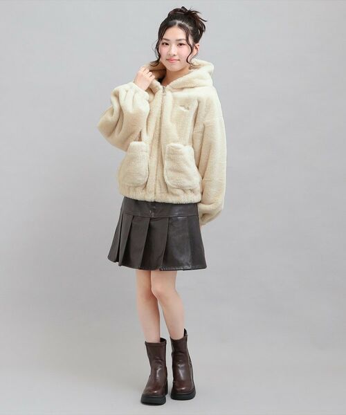 PINK-latte / ピンク ラテ レザーブルゾン・ジャケット | 耳付きフェイクファーブルゾン | 詳細11
