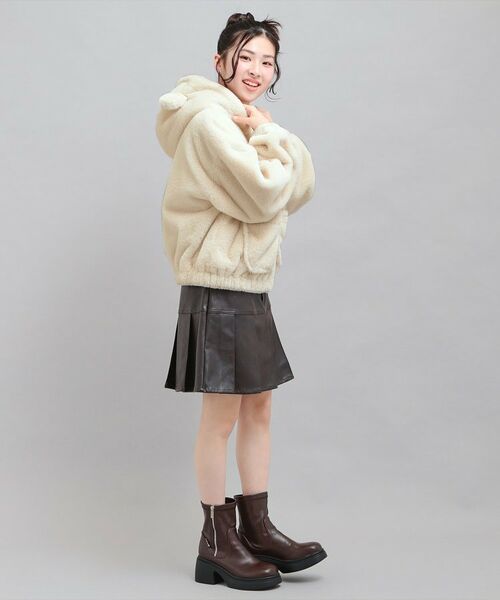 PINK-latte / ピンク ラテ レザーブルゾン・ジャケット | 耳付きフェイクファーブルゾン | 詳細12