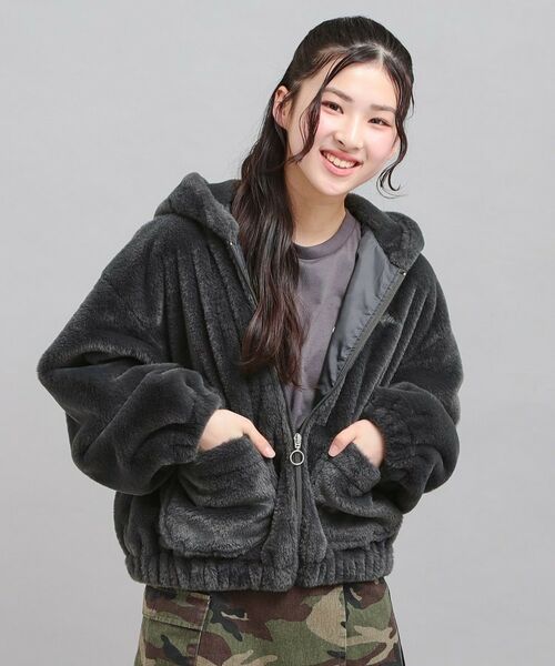 PINK-latte / ピンク ラテ レザーブルゾン・ジャケット | 耳付きフェイクファーブルゾン | 詳細14