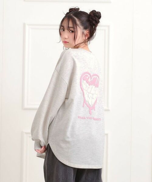 PINK-latte / ピンク ラテ スウェット | メルトハートビッグチュニックトレーナー(ライトグレー(011))