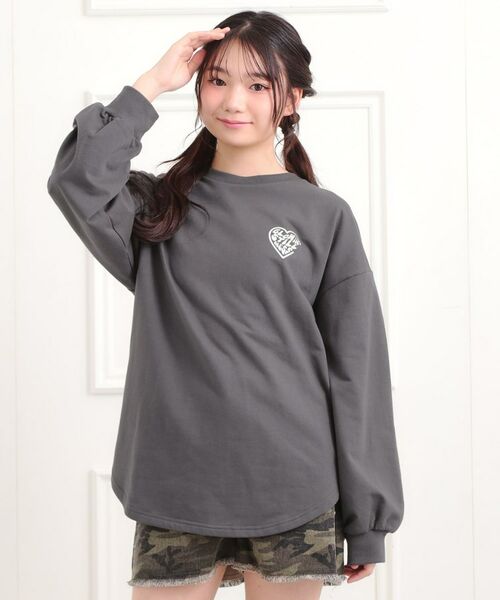 PINK-latte / ピンク ラテ スウェット | メルトハートビッグチュニックトレーナー(チャコールグレー(014))