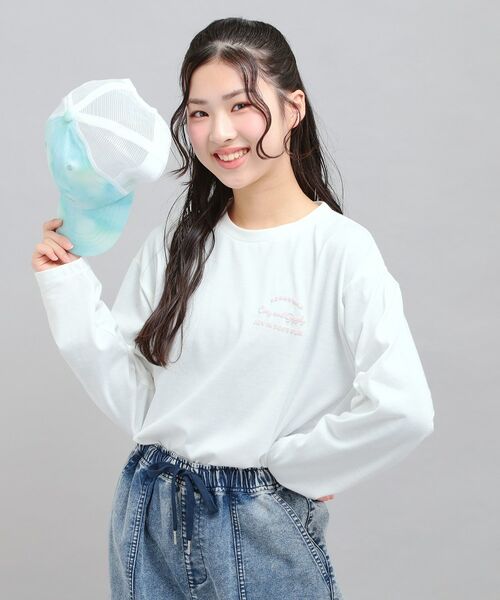 PINK-latte / ピンク ラテ Tシャツ | 発泡クリームくまちゃんロンT（オフホワイト(003)）