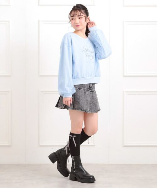 PINK-latte / ピンク ラテ スウェット | チュール重ねミニ裏毛トレーナー | 詳細17