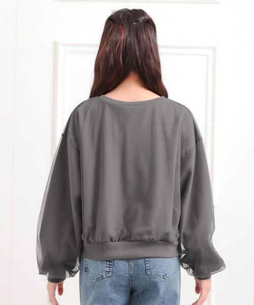 PINK-latte / ピンク ラテ スウェット | チュール重ねミニ裏毛トレーナー | 詳細3