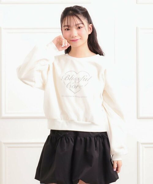 PINK-latte / ピンク ラテ スウェット | チュール重ねミニ裏毛トレーナー(アイボリー(004))