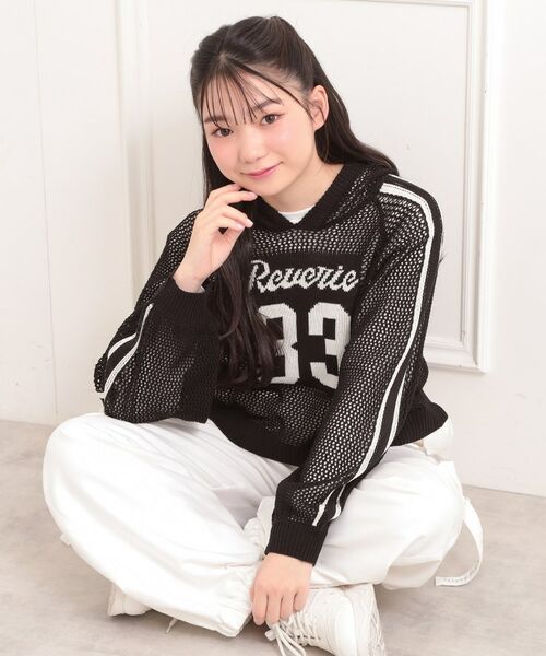 PINK-latte / ピンク ラテ その他トップス | 【セットアイテム】メッシュニットパーカー+ロンT(ブラック(019))