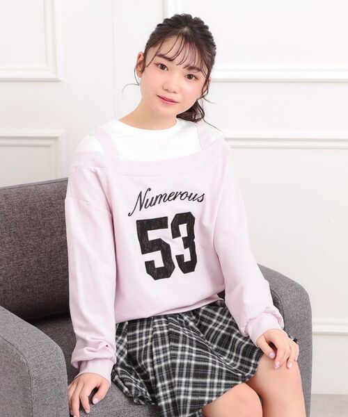 PINK-latte / ピンク ラテ カットソー | ナンバリングレイヤード風プルオーバー | 詳細17